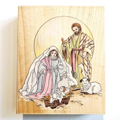 NATIVITY Rubber Stamps Happen #80129 Christmas Holy Family Religious Jesus z777 - Image 1 of 4