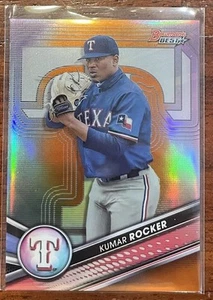 2022 Bowman’s Best Kumar Rocker Orange Refractor Rc Rookie #/15 Texas Rangers 🔥 - Picture 1 of 2