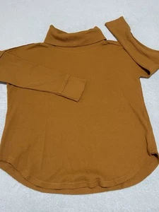 Camisa Top Anthropologie Maeve Mostaza Waffle Capucha Cuello L - Imagen 1 de 5