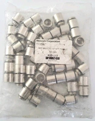 MENCOM M20-1/2 M20 MALE THREAD to 0.5-NPT FEMALE THREAD ADAPTER (Set of 50) - Image 1 of 2