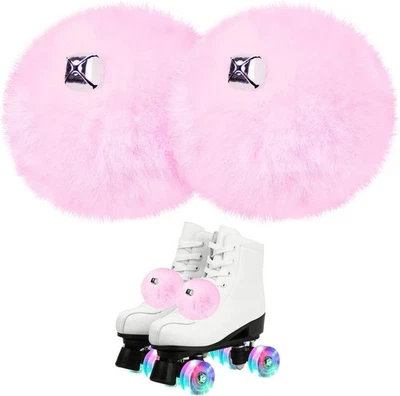 2 Pieces 8 cm Roller Skate Pom Poms for Girls Princess Women, Light Pink  - Image 1 of 4