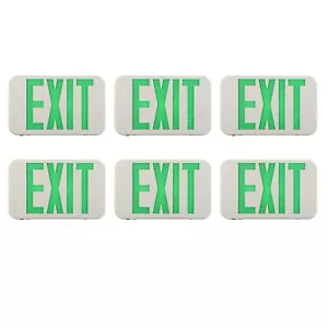 Spectsun 6 Pack Led Green LED Exit Sign with Emergency Lights Battery 120/277AC - Picture 1 of 7