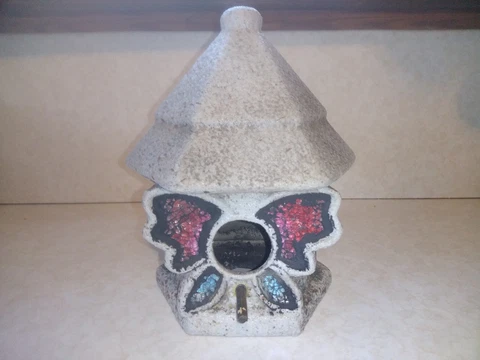 Decorative Ceramic Bird House /Colorful Butterfly Glass Design Cover