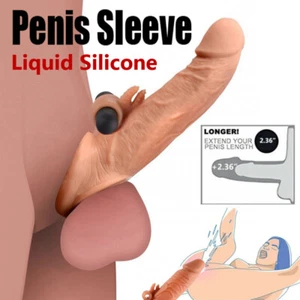 Male Cock-Girth-Enlarger-Enhancer-Penis-Extension-Extender Sheath-Sleeve Sex-Toy - Picture 1 of 12