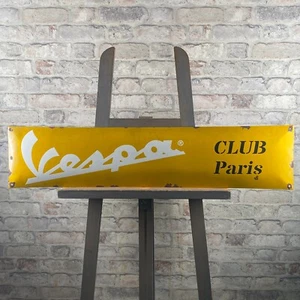 VESPA Enamel Sign 35.4x7.9" (90x20cm) XXL Big Motorcycle Club Vintage Decoration - Picture 1 of 24