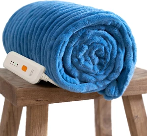 Electric Blanket Heated Throw 50''X60''- Ribbed Faux Fur Heated Blanket w/ 4 Lvl - Picture 1 of 8