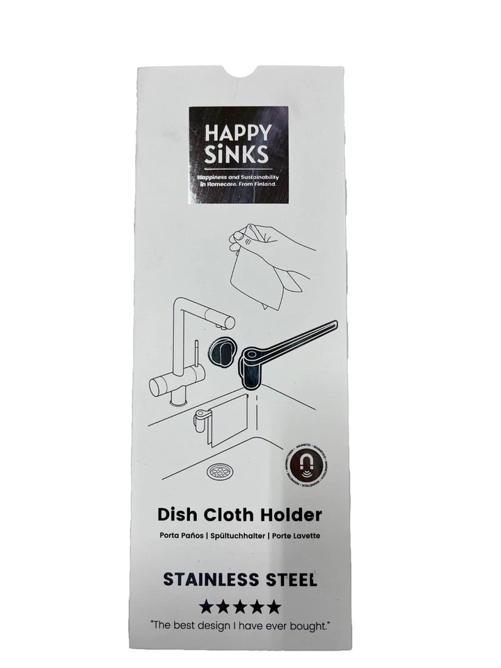 Happy Sinks Straight Dish Cloth Holder Stainless Steel Silver EB-HS-005