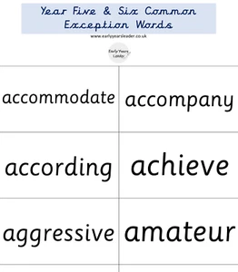 Year 5 & Year 6 Common Exception Words Laminated Word Mat & Printed Flashcards  - Picture 1 of 2