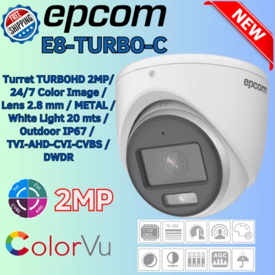 Epcom E8-TURBO-C Turret TURBOHD 2MP 24/7 Color Image Lens 2.8 mm Outdoor IP67 - Image 1 of 4