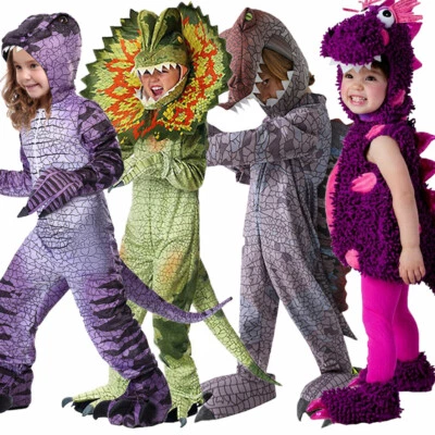 Kids Children's Dinosaur Animal Reptile Jumpsuit Halloween Fancy Dress Costume