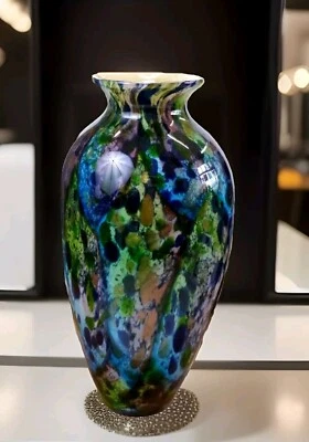 Glasvase Vase Blumenvase Tischvase Glaskunst Murano Stil Deko Blumen Kunstvase - Bild 1 von 4
