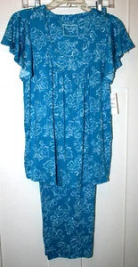 Charter Club Women's Pajama Set Floral Printed Pleated Front Blue Size Small - Picture 1 of 7