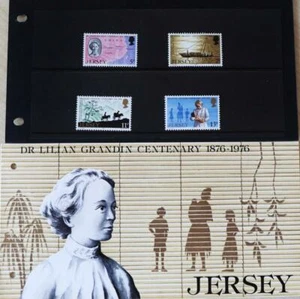 Paquete de presentación de estampillas de jersey ""Dr. Lilian Grandin - Centenario"" 1976 - Imagen 1 de 5