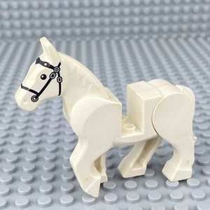 LEGO Minifigura Caballo Blanco con Piernas Móviles Brida Negra Castillo Western Farm - Imagen 1 de 5