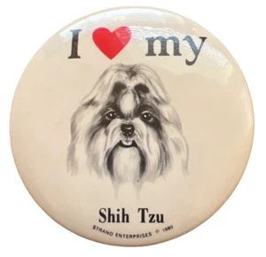 I Love My Shih Tzu Puppy Dog Lapel Button Pin Back - Picture 1 of 2
