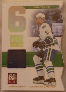 Henrik Sedin 2011-12 Panini Elite Prime Numbers Jersey /666 Vancouver Canucks