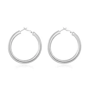 925 Sterling Silver 50mm Diameter Polished Hollow Hoop Earrings - Picture 1 of 4