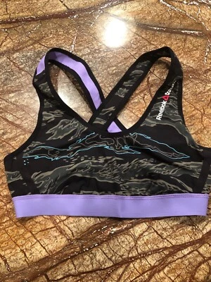 Sujetador deportivo Reebok para mujer talla XS reversible CrossFit espalda deportiva ~negro/gris/púrpura~ Foto 1 de 4