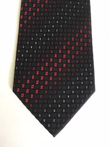 Structure Men's Necktie Red/Black Geometric 100% Silk Tie W 3,5 " L 58" - Picture 1 of 9