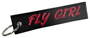 "Fly Girl" Embroidered Key Chain - Picture 1 of 1