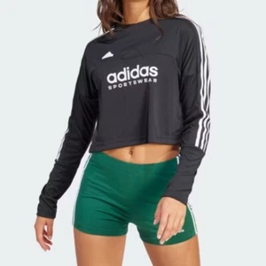 Adidas Women's Tiro 3-Stripes Long Sleeve Tee Cropped Sporty Blokecore Spring S - Picture 1 of 13