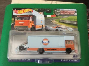HOT WHEELS CAR CULTURE TEAM TRANSPORT PORSCHE 917 LH FLEET FLYER GULF # 41 b500 - Picture 1 of 8