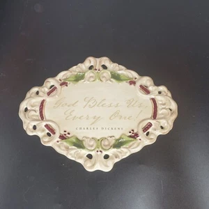 Placa de cerámica colgante de pared de Navidad Grasslands Road Dickens Dios nos bendiga cada uno - Imagen 1 de 7