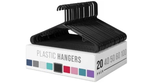 Black Plastic Hangers Coat Hanger Clothes Space Saving Durable Non Breakable 20 - Picture 1 of 8