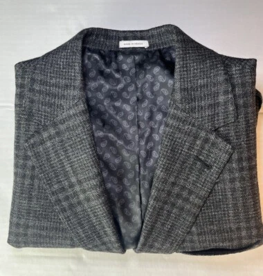 Abrigo deportivo Joseph Abboud para hombre dos botones negro carbón a cuadros TOLLEGNO 1900 42L Foto 1 de 4