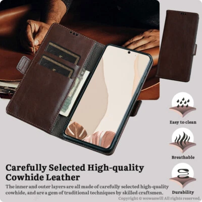 Genuine Cowhide Leather Wallet Card Case Crocodile For ASUS with Stand - Image 1 of 4