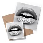 1 x Greeting Card & Sticker Set - BW - Diamond Fashion Lips Pink Lipstick #42046