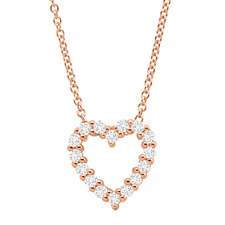Welry Created White Sapphire Heart Necklace in 14K Rose Gold-Plated Silver, 18"