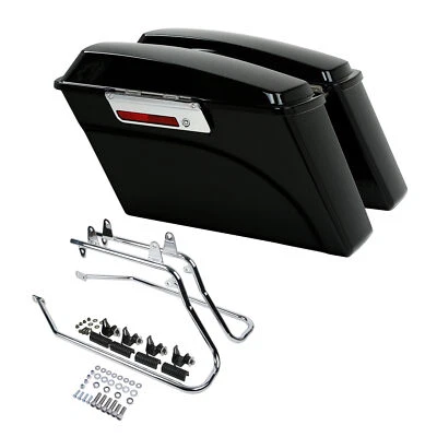 Hard Saddlebags Saddle Bags W/Conversion Brackets For Harley Softail Fatboy - Image 1 of 4