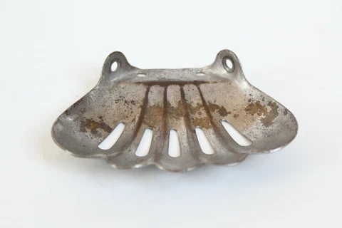 antique bathroom kitchen corner soap holder | vtg art deco victorian bath nickel Cover