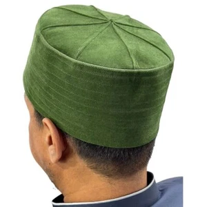 Gorra Calavera Estructurada Kufi Sombrero Topi Takke Musulmán Hombre Terciopelo Kufi - Verde - Imagen 1 de 1