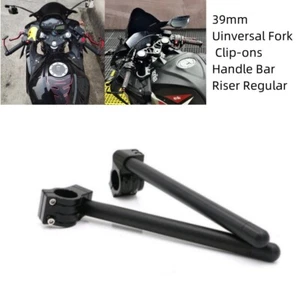 Black 39mm 7/8”Fork Clip-ons Handle Bar Riser Regular Uinversal For Harley Honda - Picture 1 of 10
