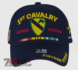 ¡NUEVO! Ejército de Estados Unidos 1ª Caballería Vietnam Veterano Cinta Bar Gorra de Bola Sombrero Negro - Imagen 1 de 4