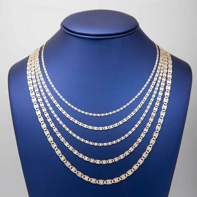 Diamond Cut Valentino Link Chain Necklace Real 10K Tri-Color Gold All Sizes - Image 1 of 4