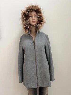Chaqueta y capucha Brunello Cucinelli gris cachemir piel de zorro cálida talla 42 $6k Foto 1 de 4