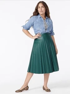 J.Crew Kunstleder Plissee Midirock $ 120, Größe 2T, Neu mit Etikett - Bild 1 von 8