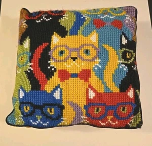 Vervaco Kreuzstich Kissen Kissen 14"×14" lustige Katzen kitschig - Bild 1 von 12