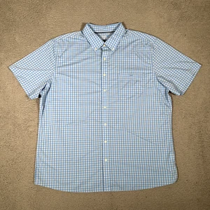 Croft & Barrow Shirt Mens XXL Blue Gingham Plaid Performance Button Down Casual - Picture 1 of 9
