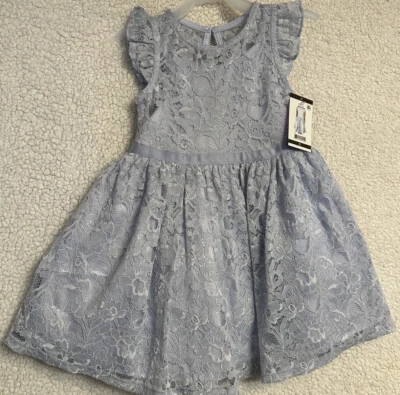 Vestido Zunie Niña Ligero Encaje Todas las Ocasiones Hasta la Rodilla Talla 3T Periwinkle Foto 1 de 3