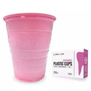 2000 Pink 5 Oz Dental Rinse Plastic Disposable Ribbed Drinking Bathroom Cups - Picture 1 of 7