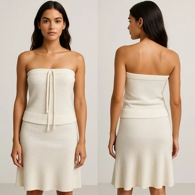 JLuxLabel Fit & Flare Stretchy Knit Cream Cocktail Party Dress Small READ DESC - Image 1 of 4