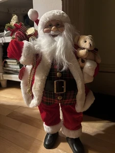 Holiday Time Santa Clause With Bear And Presents 17.5” Tall - Picture 1 of 5