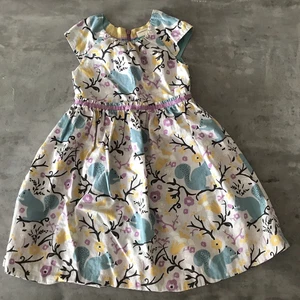 Mini Boden Dress Girls 7 8 Squirrels Flower Forest Fall Purple Retro Mod Boho - Picture 1 of 13