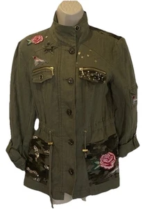 INC International Concepts army green Embroidered Utility Jacket 25-373-03 - Picture 1 of 12