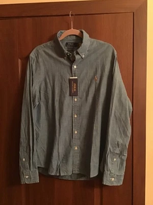 Camisa masculina nova com etiquetas Polo Ralph Lauren ajuste clássico índigo RL ajuste desdobrado. Tamanho: L, US$ 125,00 - Imagem 1 de 4
