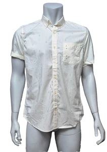 GAP Mens Short Sleeve Shirt White Anchor Design Holiday Cotton Size Medium - Picture 1 of 2